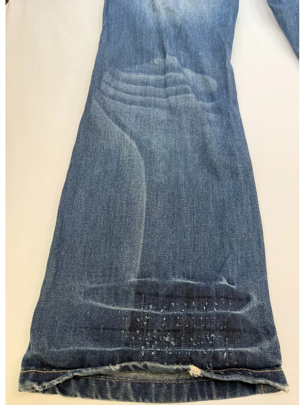 MEK DNM Men's Jeans Oaxaca Denim Bootcut Distressed Mid Rise Solid Size 36 Blue